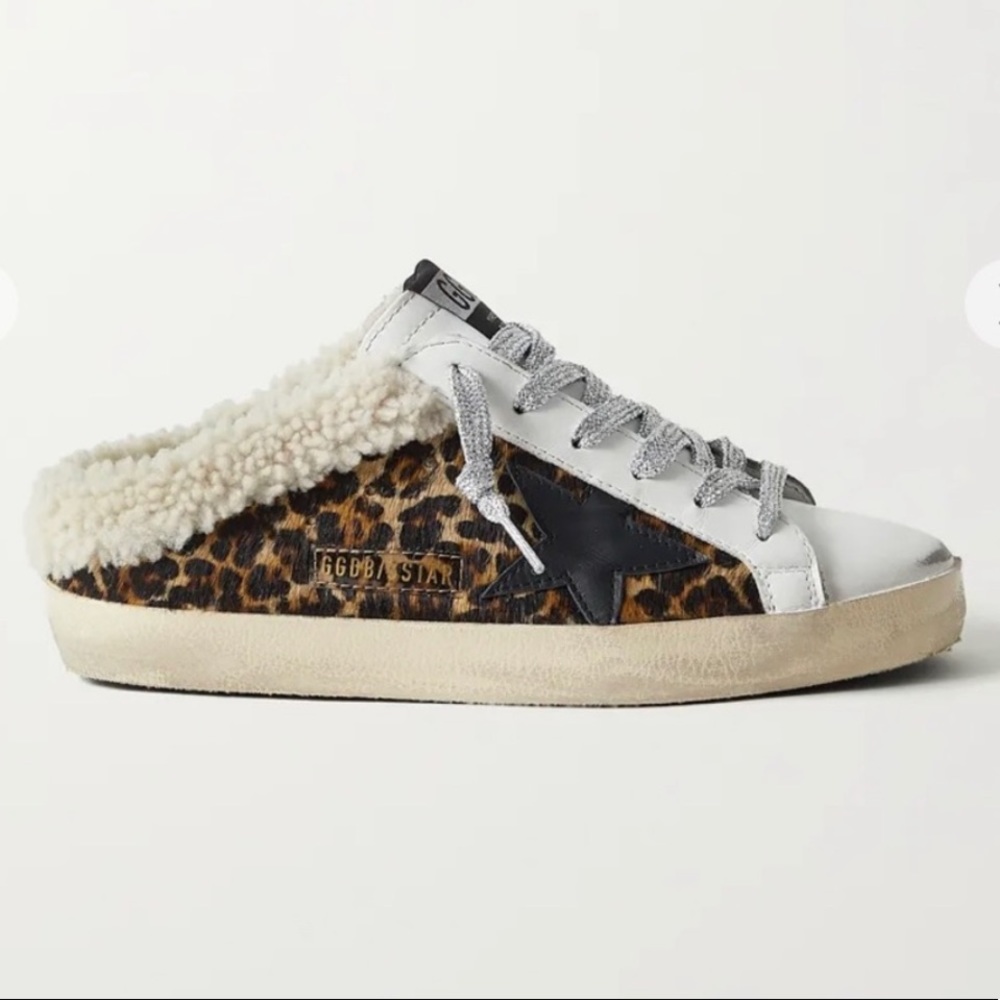 Golden goose leopard and glitter lace sabot